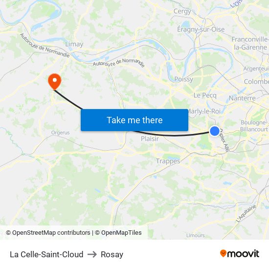 La Celle-Saint-Cloud to Rosay map