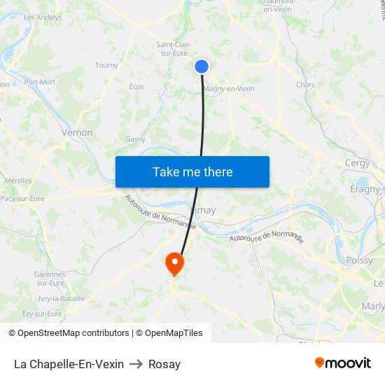 La Chapelle-En-Vexin to Rosay map