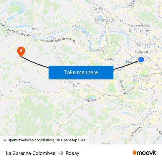 La Garenne-Colombes to Rosay map