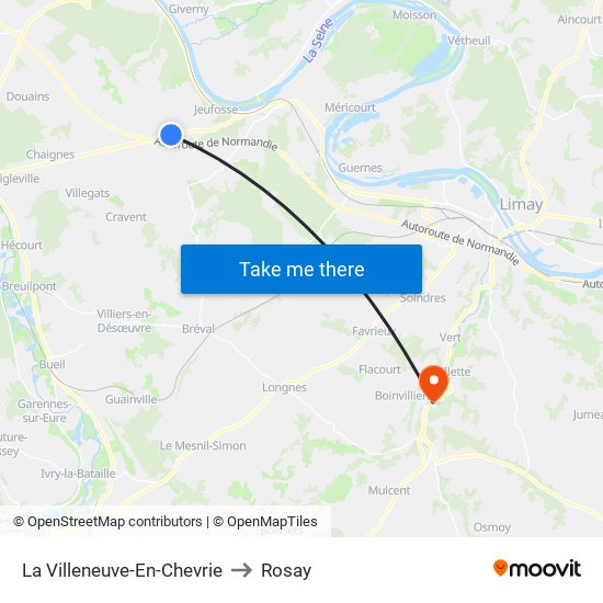 La Villeneuve-En-Chevrie to Rosay map