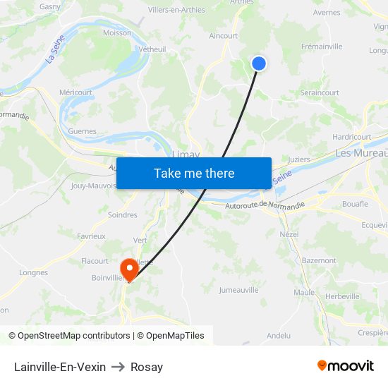 Lainville-En-Vexin to Rosay map