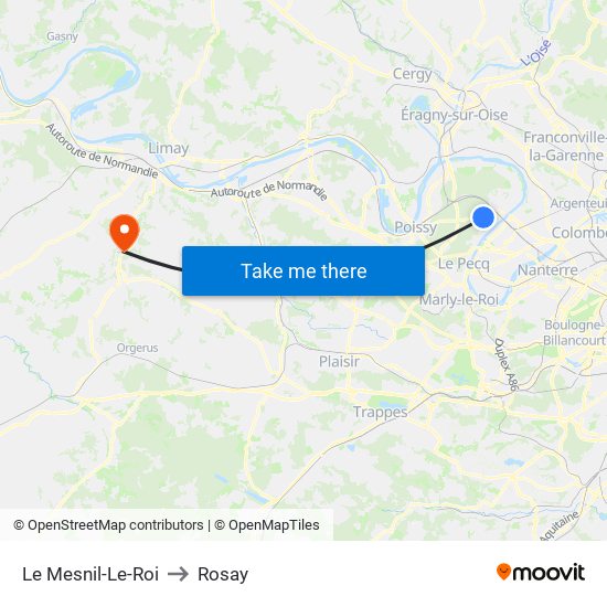 Le Mesnil-Le-Roi to Rosay map