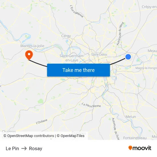 Le Pin to Rosay map