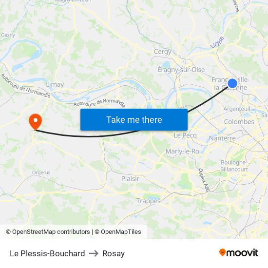 Le Plessis-Bouchard to Rosay map