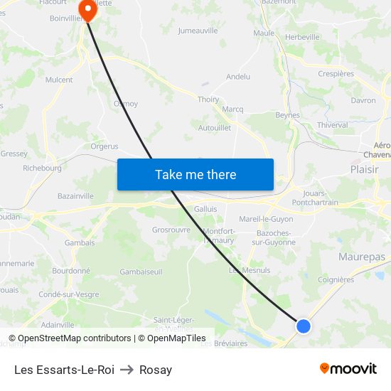 Les Essarts-Le-Roi to Rosay map