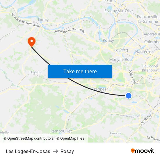 Les Loges-En-Josas to Rosay map