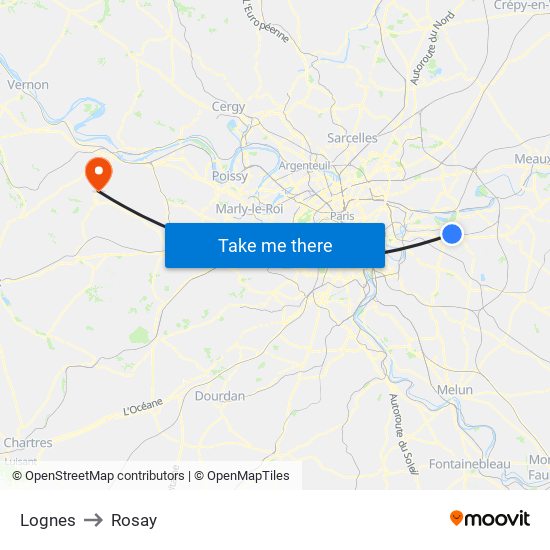 Lognes to Rosay map