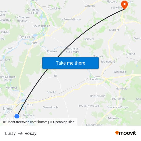 Luray to Rosay map