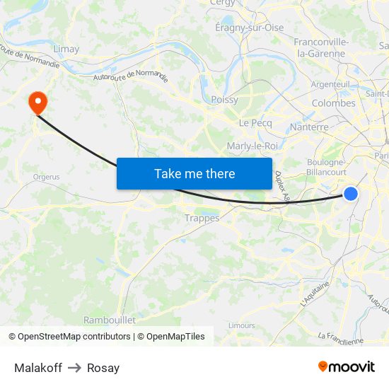Malakoff to Rosay map