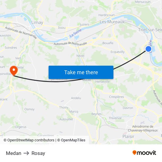 Medan to Rosay map