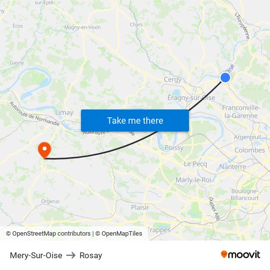 Mery-Sur-Oise to Rosay map