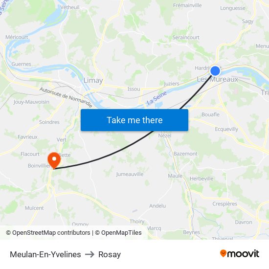 Meulan-En-Yvelines to Rosay map