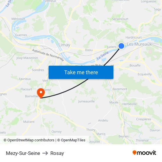 Mezy-Sur-Seine to Rosay map