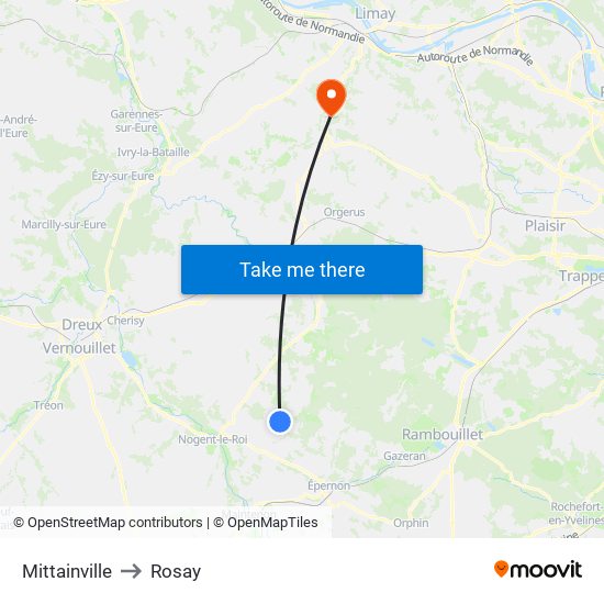 Mittainville to Rosay map