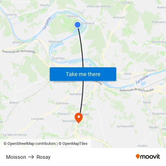 Moisson to Rosay map