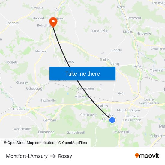 Montfort-L'Amaury to Rosay map