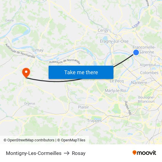 Montigny-Les-Cormeilles to Rosay map