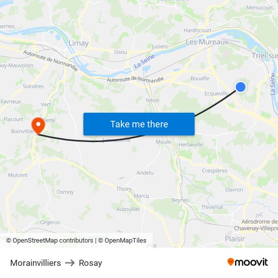 Morainvilliers to Rosay map