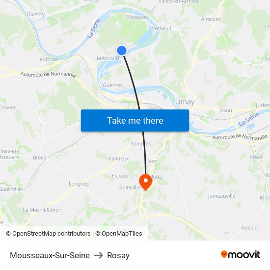 Mousseaux-Sur-Seine to Rosay map
