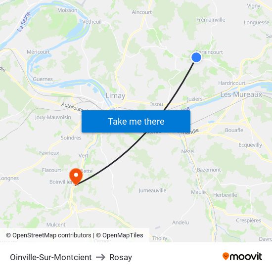 Oinville-Sur-Montcient to Rosay map