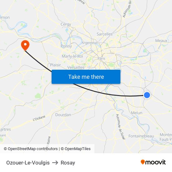 Ozouer-Le-Voulgis to Rosay map