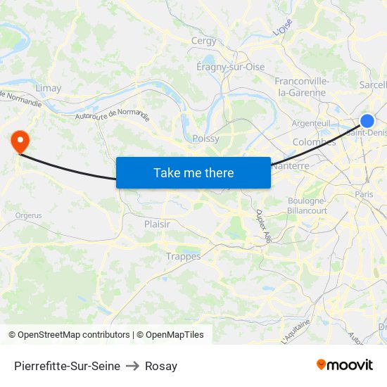Pierrefitte-Sur-Seine to Rosay map