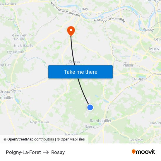 Poigny-La-Foret to Rosay map