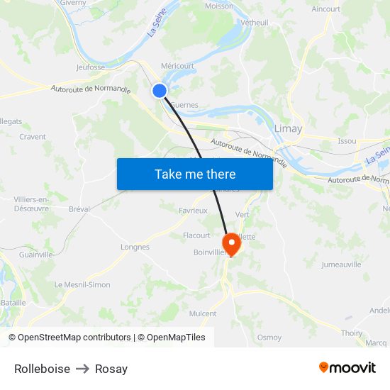 Rolleboise to Rosay map
