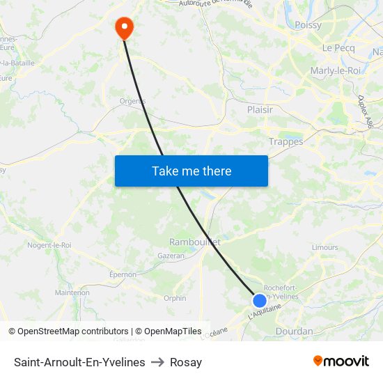 Saint-Arnoult-En-Yvelines to Rosay map