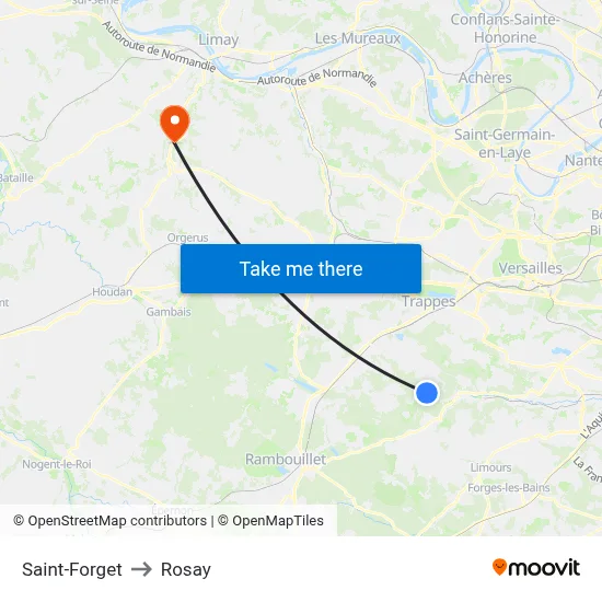 Saint-Forget to Rosay map