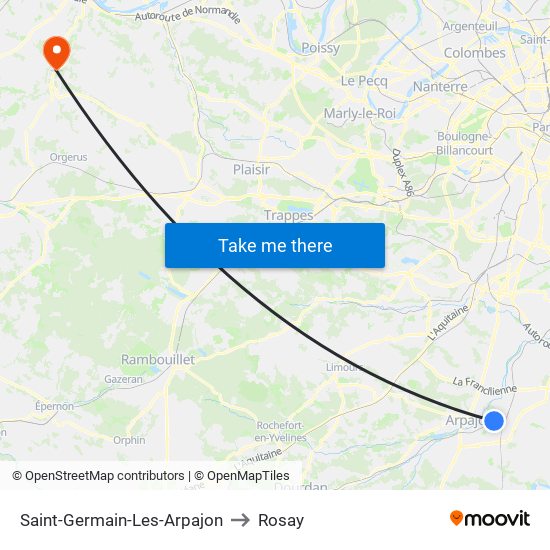 Saint-Germain-Les-Arpajon to Rosay map