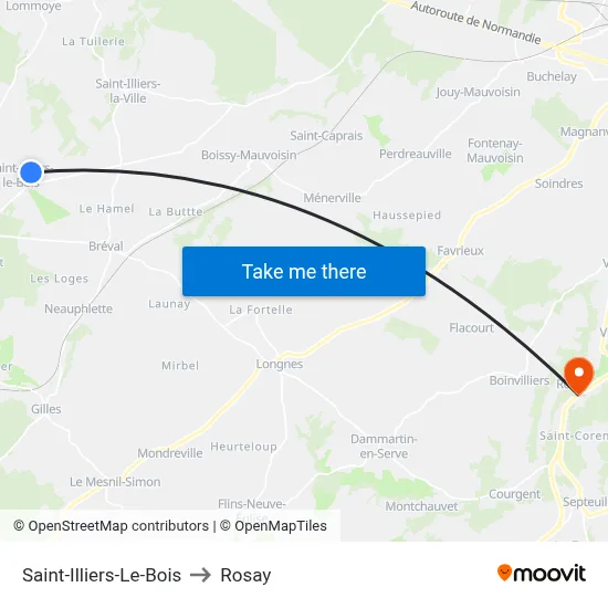 Saint-Illiers-Le-Bois to Rosay map