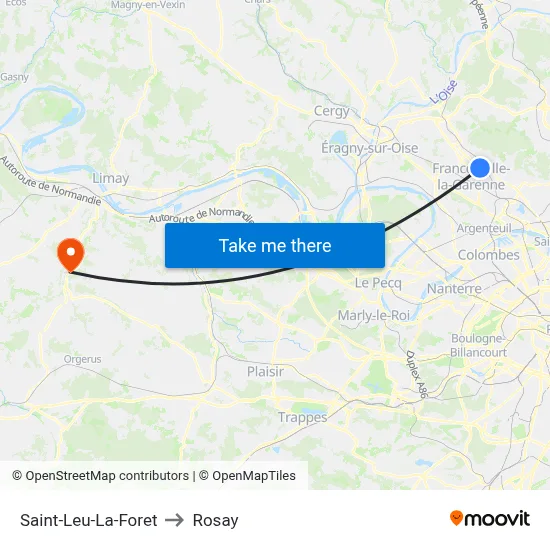 Saint-Leu-La-Foret to Rosay map