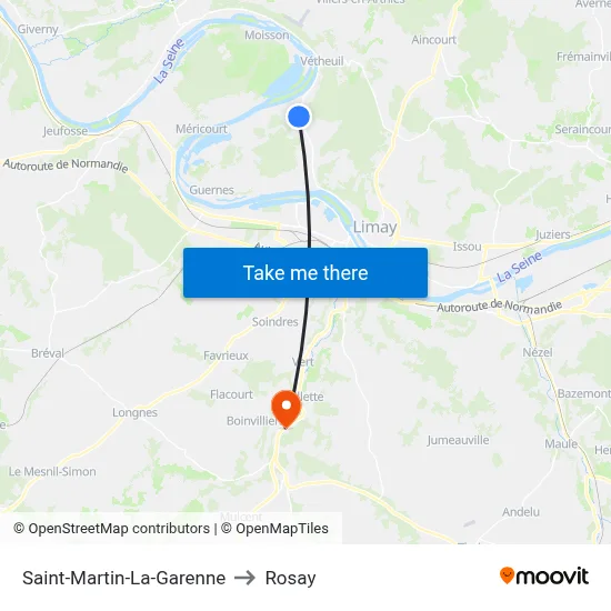 Saint-Martin-La-Garenne to Rosay map