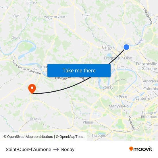 Saint-Ouen-L'Aumone to Rosay map
