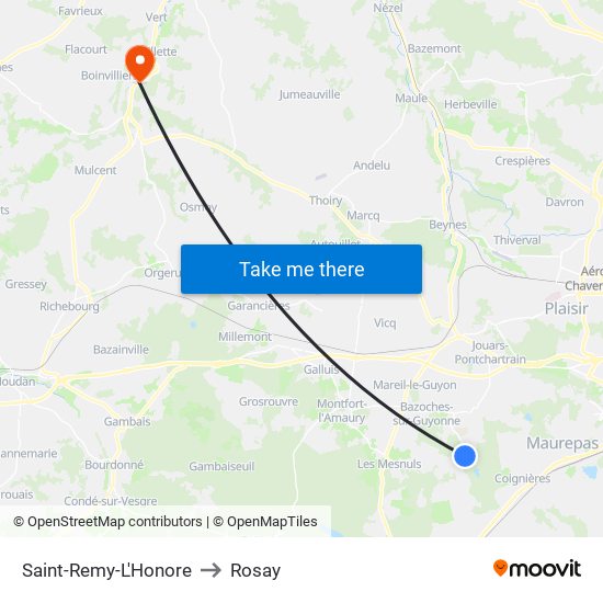 Saint-Remy-L'Honore to Rosay map