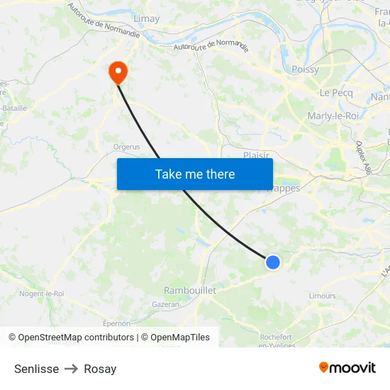 Senlisse to Rosay map