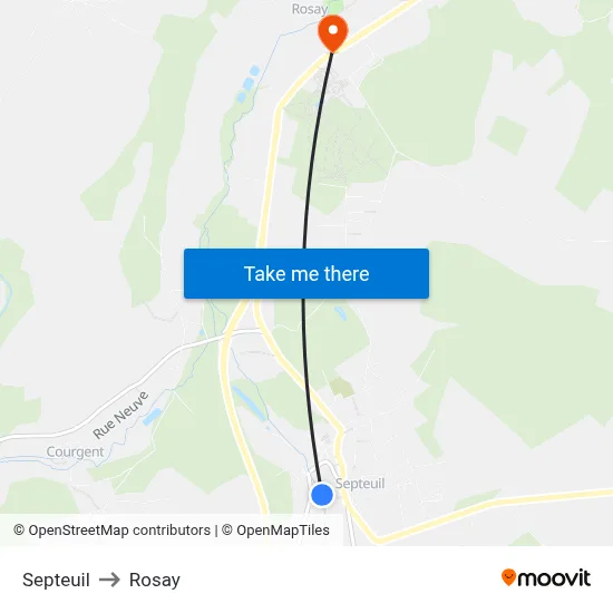Septeuil to Rosay map