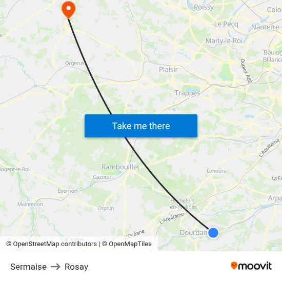 Sermaise to Rosay map
