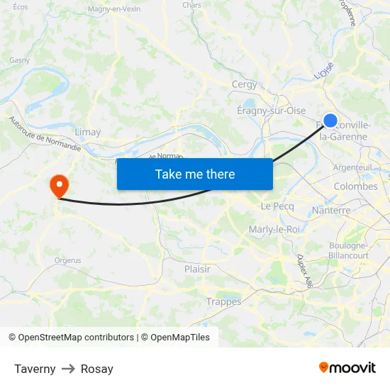 Taverny to Rosay map