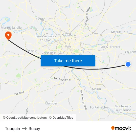 Touquin to Rosay map