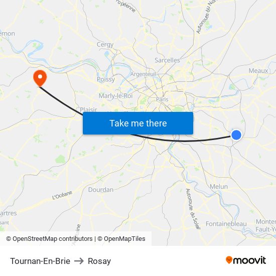 Tournan-En-Brie to Rosay map