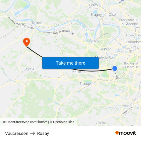 Vaucresson to Rosay map