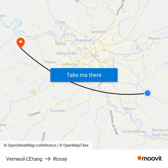 Verneuil-L'Etang to Rosay map