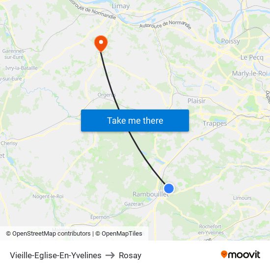 Vieille-Eglise-En-Yvelines to Rosay map