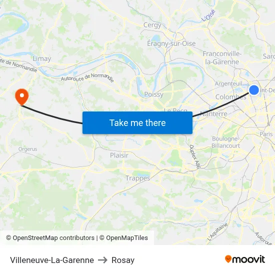 Villeneuve-La-Garenne to Rosay map