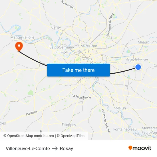 Villeneuve-Le-Comte to Rosay map