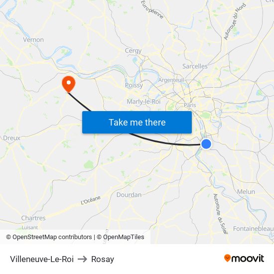 Villeneuve-Le-Roi to Rosay map