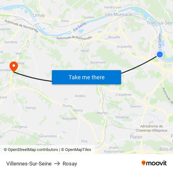 Villennes-Sur-Seine to Rosay map