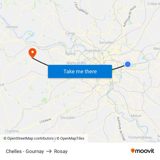 Chelles - Gournay to Rosay map